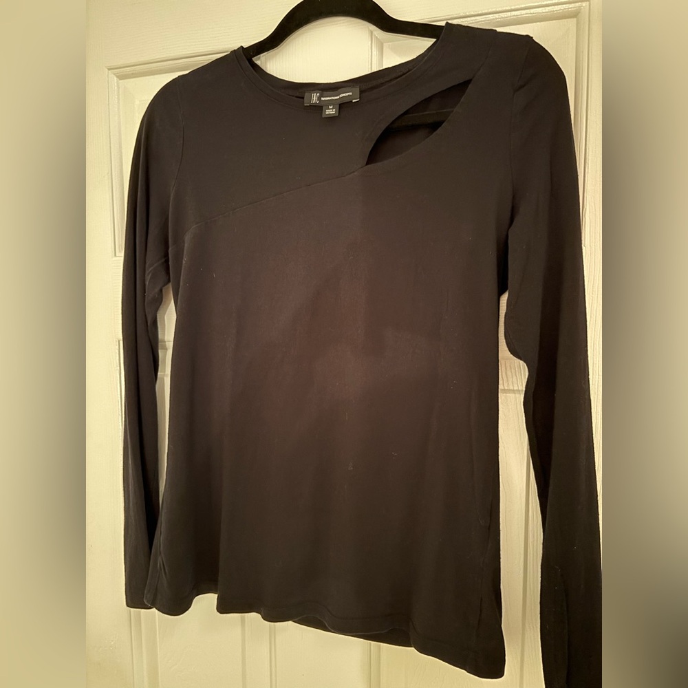 INC black asymmetrical cut-out long sleeve top $65 - medium